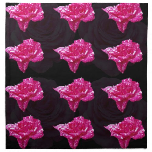 Hot Pink And Black Layer Rose Pattern Cloth Napkin