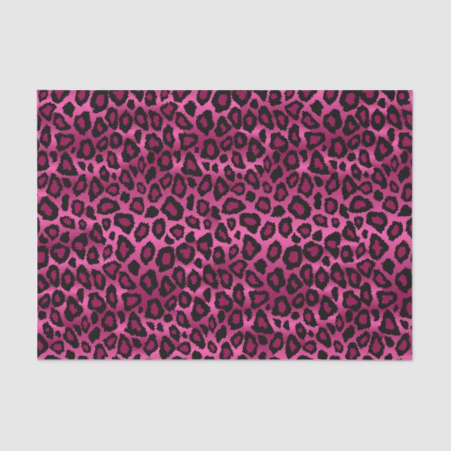 Hot Pink and Black Leopard Animal Print Tissue Paper (Front)
