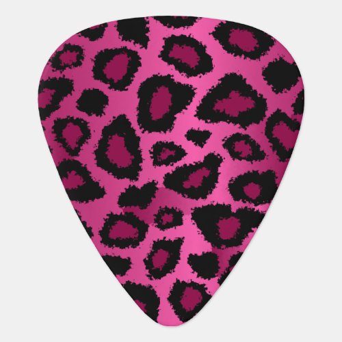 Hot Pink And Black Leopard Pattern Guitar Pick