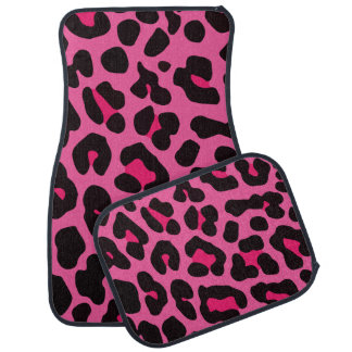 Hot Pink and Black Leopard Print Car Mat