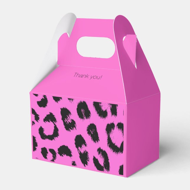 Hot Pink and Black Leopard Print Favor Boxes (Front Side)