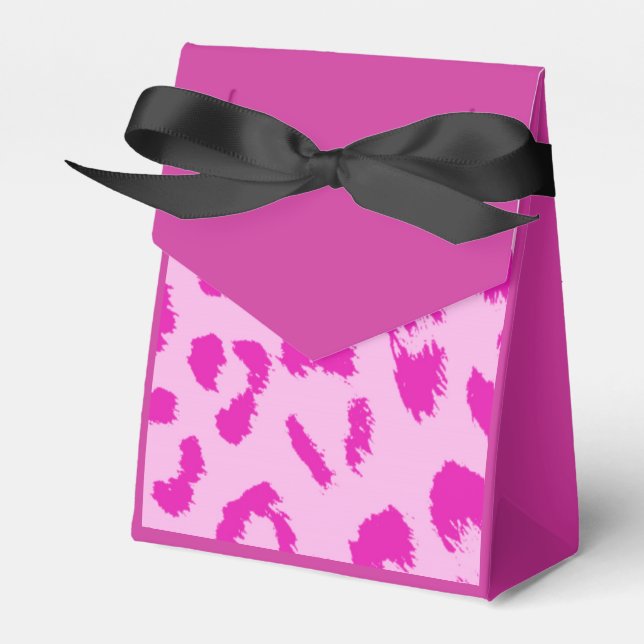 Hot Pink and Black Leopard Print Favor Boxes (Front Side)
