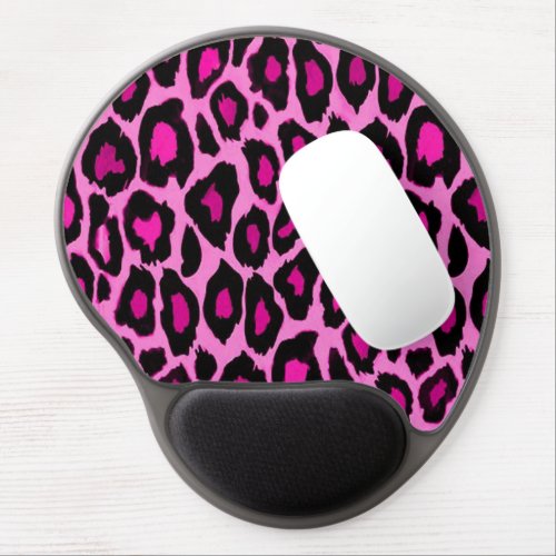 Hot Pink and Black Leopard Print Gel Mouse Pad