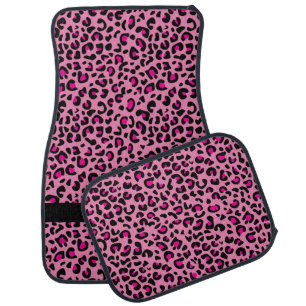 Hot Pink and Black Leopard Print   Monogram Car Floor Mat
