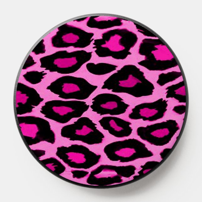 Hot Pink and Black Leopard Print PopSocket Zazzle
