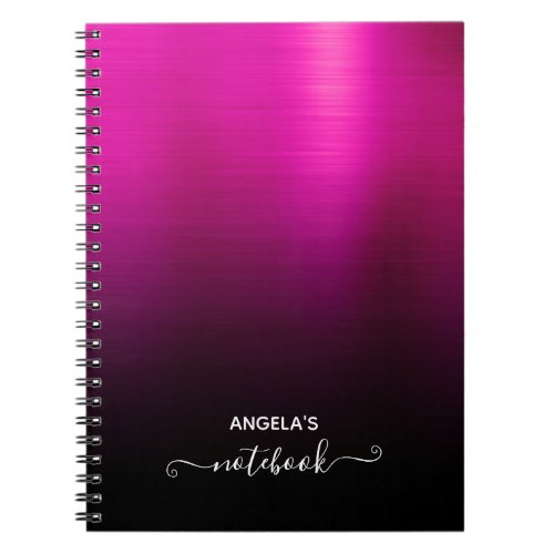 Hot Pink and Black Ombre Blank Notebook