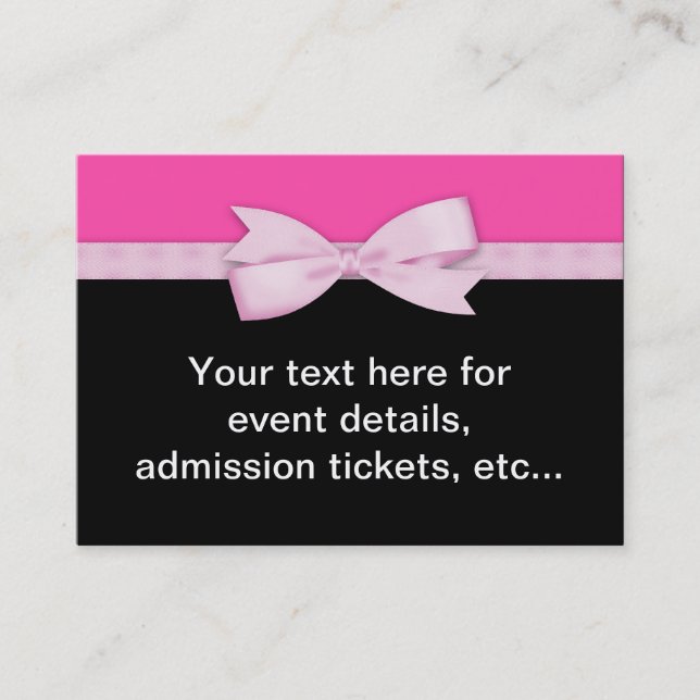 Hot Pink and Black Party Business Card (Front)
