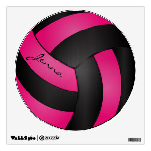 Hot Pink and Black Personalize Volleyball Wall Sticker