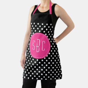 Hot Pink and Black Polka Dot Custom Apron