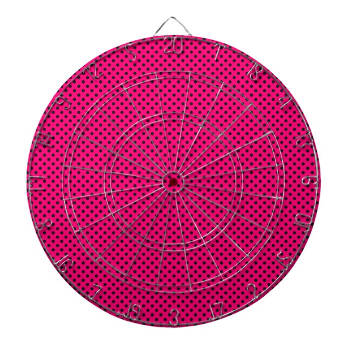 Hot Pink and Black Polka Dot Pattern Dart Boards