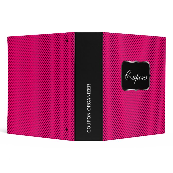 Hot Pink and Black Polka Dot Pattern Vinyl Binder