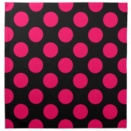 Hot Pink and Black Polka Dots Pattern Printed Napkins | Zazzle