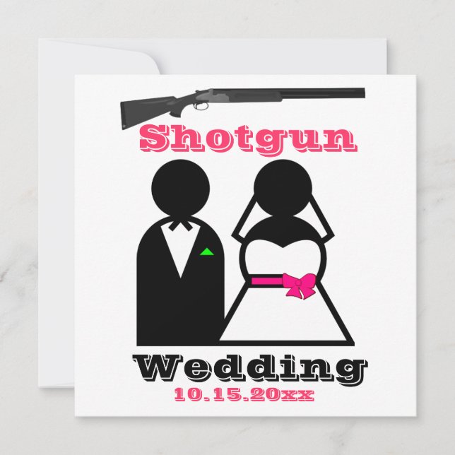 Hot Pink and Black Shotgun Wedding Invitations (Front)