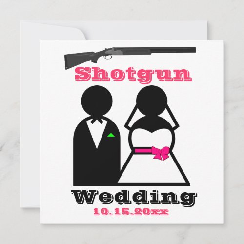 Hot Pink and Black Shotgun Wedding Invitations