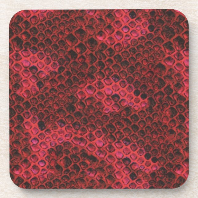 Hot Pink and Black Snake Skin Drink Coaster (Front)