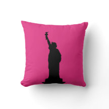 Hot Pink and Black Statue of Liberty Pillow