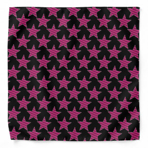 Hot Pink and Black Striped Stars Bandana