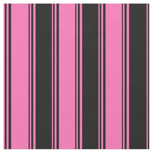 Hot Pink and Black Stripes Pattern Fabric