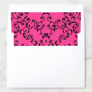 Hot Pink and Black Swirl Gothic Wedding Envelope Liner