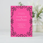 Hot Pink and Black Swirl Gothic Wedding Invitation (Standing Front)