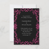 Hot Pink and Black Swirl Gothic Wedding Invitation (Front)