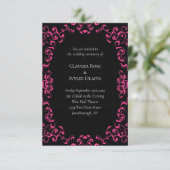 Hot Pink and Black Swirl Gothic Wedding Invitation (Standing Front)