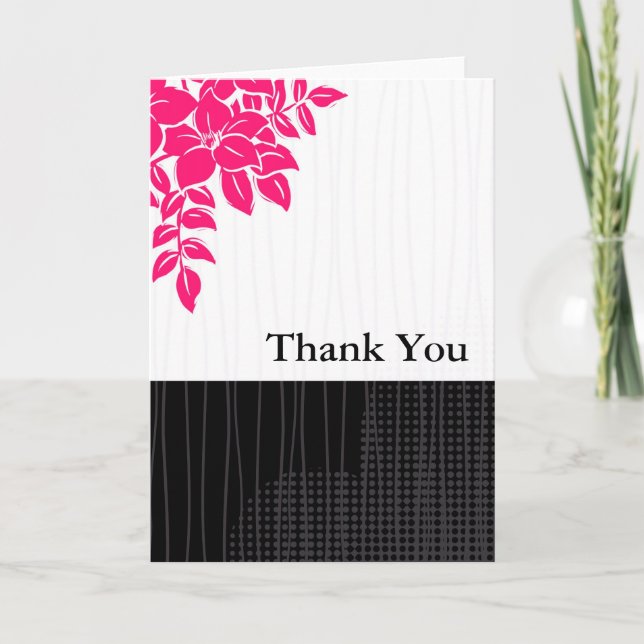 Hot Pink and Black Thank You Cards (Front)