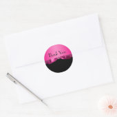 Hot PInk and Black Thank You Sticker (Envelope)