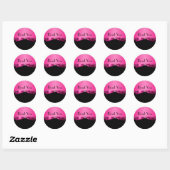 Hot PInk and Black Thank You Sticker (Sheet)