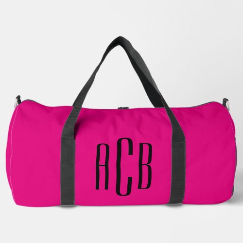Hot Pink and Black Three Letter Monogram Duffle Bag