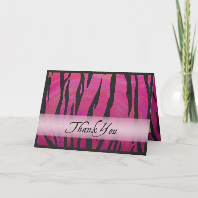 Hot Pink and Black Tiger Stripe Thank You (Front)