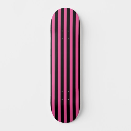 Hot Pink and Black Vertical Striped  Skateboard