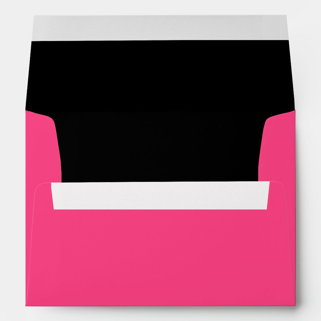 Hot Pink and Black Wedding A7 Envelopes | Zazzle