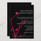 Hot pink and black wedding invitation (Front/Back)