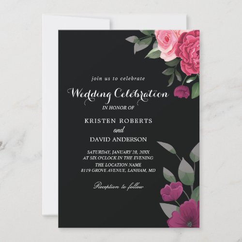 hot pink and black wedding invitations