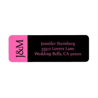 Hot Pink and Black Wedding Return Address Label