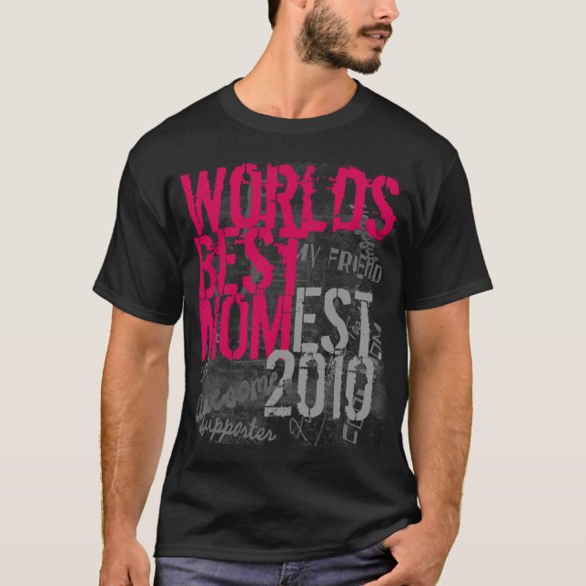 Hot Pink and Black Worlds Best Mom T-Shirt (Front)