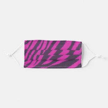 Hot Pink And Black Zebra Animal Pattern Adult Cloth Face Mask by Lovewhatwedo at Zazzle