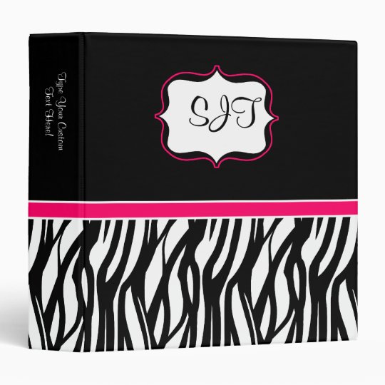 Hot Pink and Black Zebra Binder