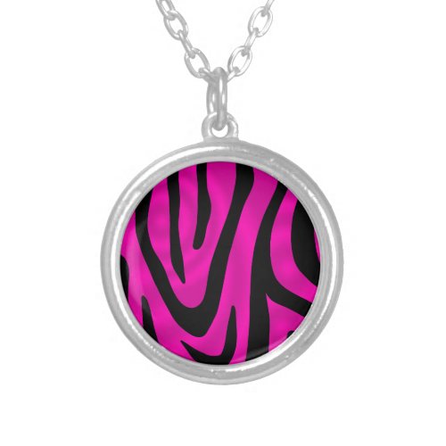 Hot pink and Black Zebra Necklace