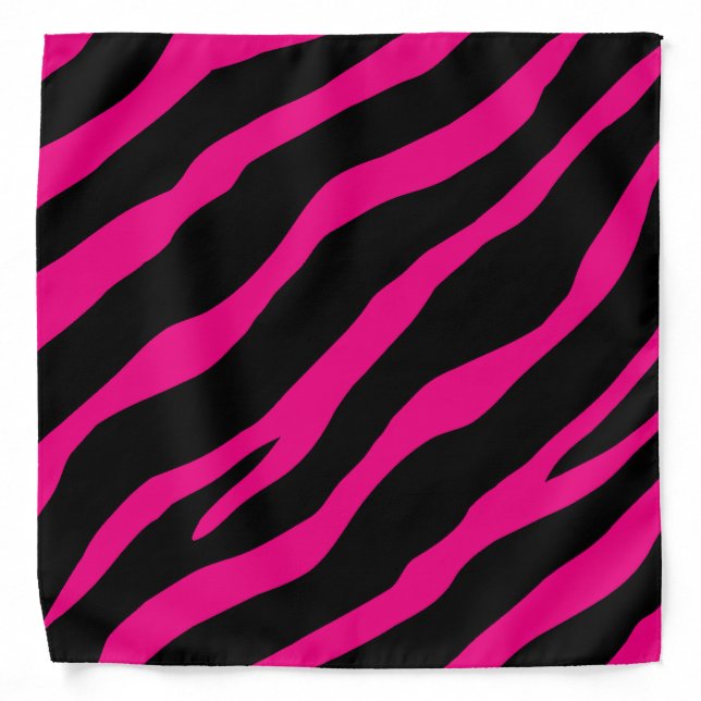 Hot pink and black zebra print bandana for women (Front)