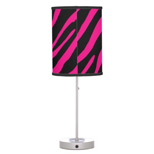 Hot pink and black zebra print table lamp design (Back)