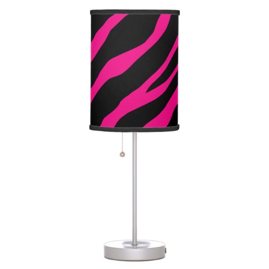 Hot pink and black zebra print table lamp design (Right)