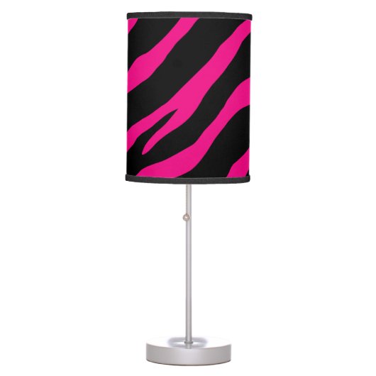 Hot pink and black zebra print table lamp design (Front)