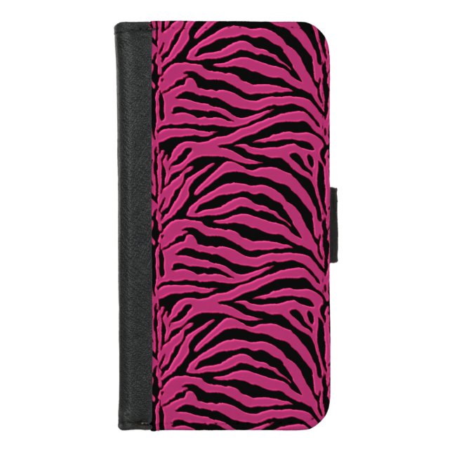 Hot Pink and Black Zebra Print Wallet Case (Front)