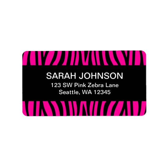 Hot Pink and Black Zebra Return Address Label | Zazzle.com