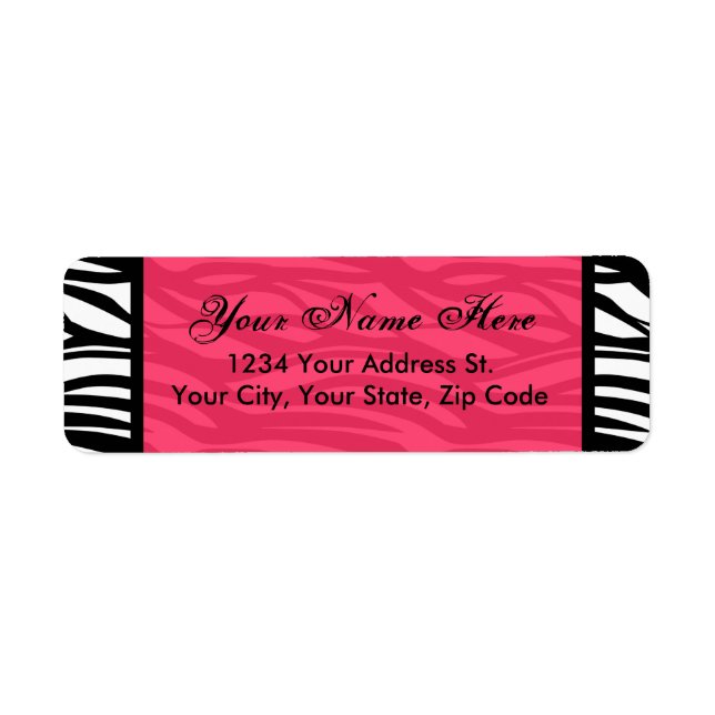 Hot Pink and Black Zebra Return Address Labels (Front)