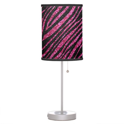 Hot Pink and Black Zebra stripe pattern Table Lamp