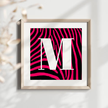 Hot Pink And Black Zebra Stripe Poster by pinkgifts4you at Zazzle