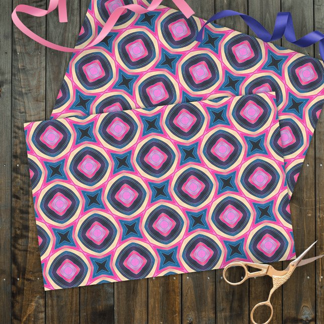 Hot Pink And Blue Abstract Geometric Pattern Tissue Paper (Creator Uploaded)